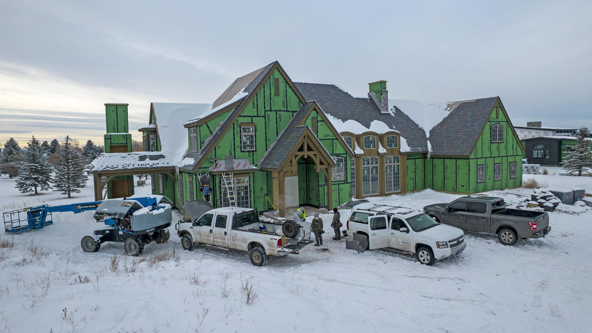 AquaBlock crew with completed home in Bozeman, Montana